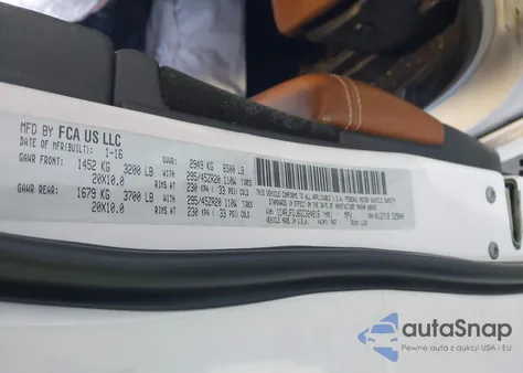 2016 Jeep Grand Cherokee Srt z USA, uszkodzony, nr VIN 1C4RJFDJ6GC324816